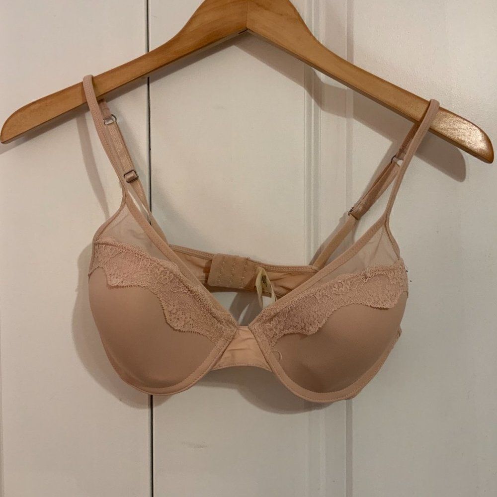 Jessica Simpson Tan Nude Lace Trim Underwire Bra Size 34C